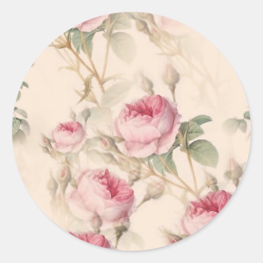 Elegant Floral Pattern, roze Roses Envelope Seals Ronde Sticker (Voorkant)