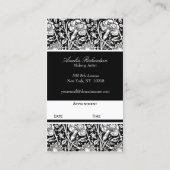 Elegant Floral Pattern Salon Black Afsprakenkaartje (Achterkant)
