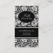 Elegant Floral Pattern Salon Black Afsprakenkaartje (Voorkant)