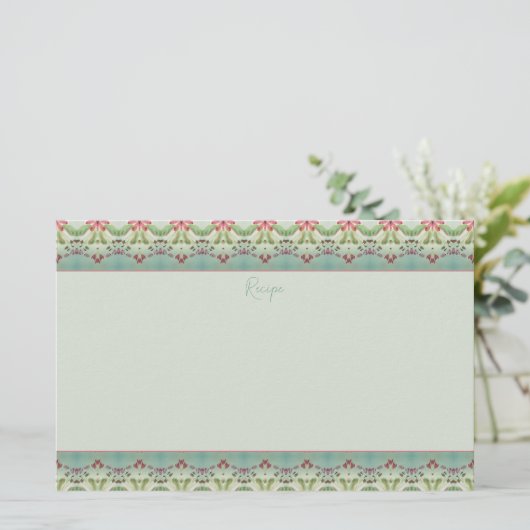 Elegant Floral Pattern Trimmed Briefpapier (Staand voorkant)