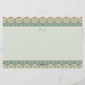 Elegant Floral Pattern Trimmed Briefpapier (Achterkant)