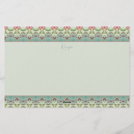 Elegant Floral Pattern Trimmed Briefpapier (Achterkant)