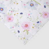 Elegant Floral Pattern van Blauw & Roze Bloemen Tissuepapier (Detail)