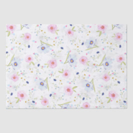 Elegant Floral Pattern van Blauw & Roze Bloemen Tissuepapier