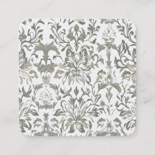 Elegant  Floral Pattern Vierkante Visitekaartje (Achterkant)