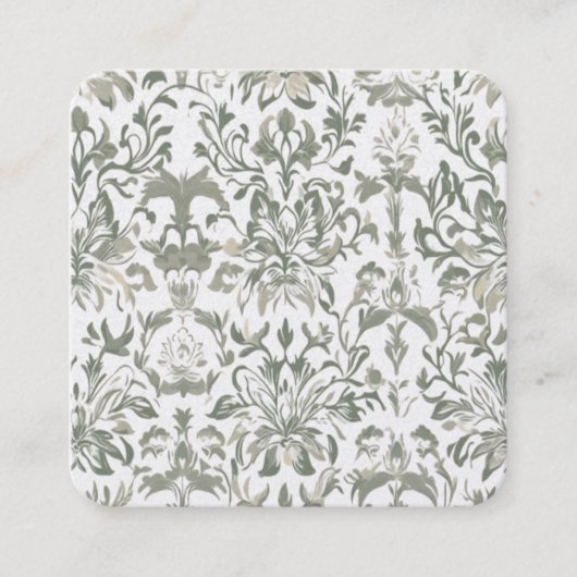 Elegant  Floral Pattern Vierkante Visitekaartje (Voorkant)