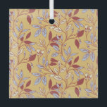 Elegant Floral Pattern with Red and Blue Leaves Glas Ornament<br><div class="desc">Floral pattern with red and blue leaves on a beige background. The intertwining branches create an elegant,  vintage feel.</div>
