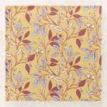 Elegant Floral Pattern with Red and Blue Leaves Glazen Onderzetter<br><div class="desc">Floral pattern with red and blue leaves on a beige background. The intertwining branches create an elegant,  vintage feel.</div>