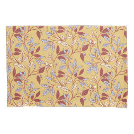 Elegant Floral Pattern with Red and Blue Leaves Kussensloop