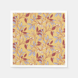 Elegant Floral Pattern with Red and Blue Leaves Servet