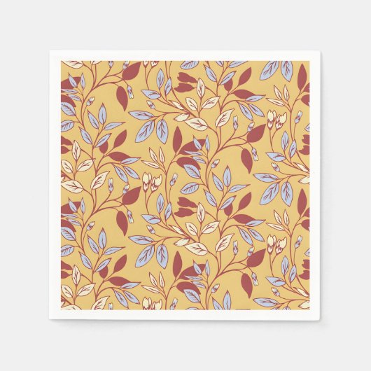 Elegant Floral Pattern with Red and Blue Leaves Servet (Voorkant)