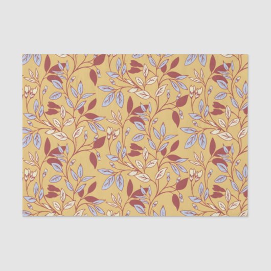 Elegant Floral Pattern with Red and Blue Leaves Tissuepapier (Voorkant)