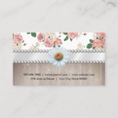 Elegant Floral Pattern Wood Trim en Daisy Visitekaartje (Achterkant)