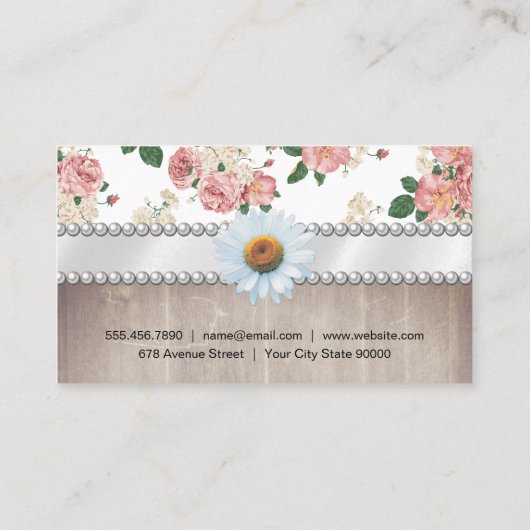 Elegant Floral Pattern Wood Trim en Daisy Visitekaartje (Achterkant)