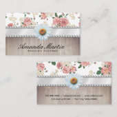 Elegant Floral Pattern Wood Trim en Daisy Visitekaartje (Voorkant / Achterkant)
