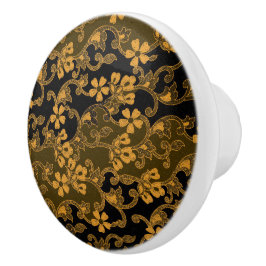 Elegant  Floral Pattern | Zwart en goud Keramische Knop