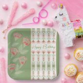 Elegant Floral Patterned Accented Square Papieren Bordje (Feest)
