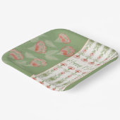 Elegant Floral Patterned Accented Square Papieren Bordje (Gebogen)