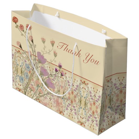 Elegant Floral Patterned Groot Cadeauzakje (Achterkant Gekanteld)
