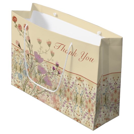 Elegant Floral Patterned Groot Cadeauzakje (Voorkant Gekanteld)