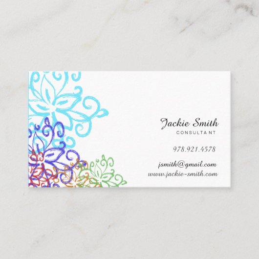 Elegant,  Floral Patterned Visitekaartje (Voorkant)