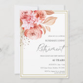 Elegant Floral Peach Retirement Kaart (Voorkant)