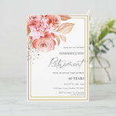 Elegant Floral Peach Retirement Kaart (Staand voorkant)