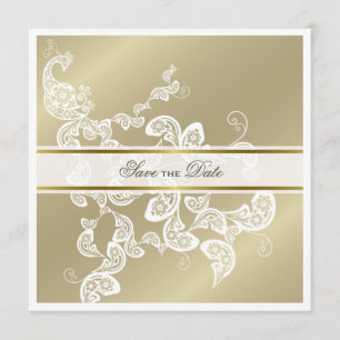 Elegant Floral Peacock Foto slaat de datum op Kaart