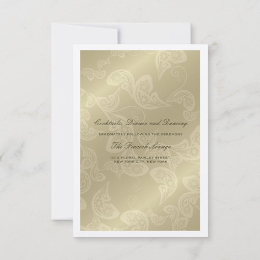 Elegant Floral Peacock White Wedding Dinner Recept Kaart (Achterkant)