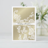 Elegant Floral Peacock White Wedding Dinner Recept Kaart (Staand voorkant)