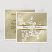 Elegant Floral Peacock White Wedding Invitation Kaart (Voorkant / Achterkant)