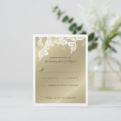 Elegant Floral Peacock White Wedding RSVP Kaart (Staand voorkant)