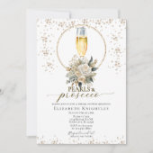 Elegant Floral Pearls & Prosecco Vrijgezellenfeest Kaart (Voorkant)