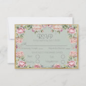 Elegant Floral Peonies Gold Script Weduwschap RSVP (Voorkant)