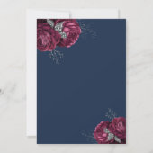 Elegant Floral Peonies Navy Blue Burgundy Wedding Kaart (Achterkant)