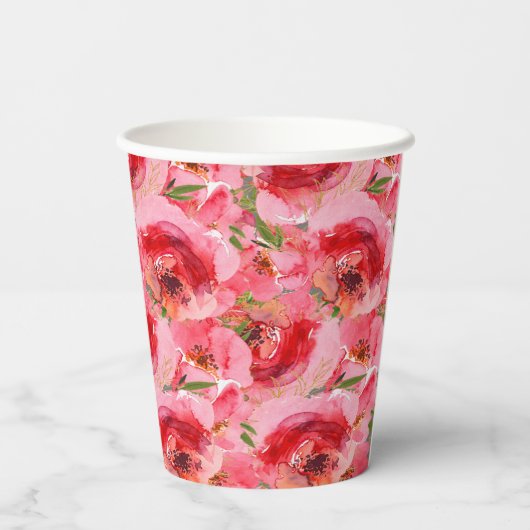 Elegant Floral Peonies Vrijgezellenfeest Papieren Bekers (Achterkant)