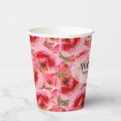 Elegant Floral Peonies Vrijgezellenfeest Papieren Bekers (Rechts)