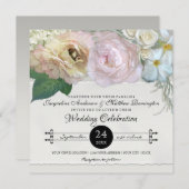 Elegant Floral Peony Hydrangea Roos Flower Wedding Kaart (Voorkant / Achterkant)