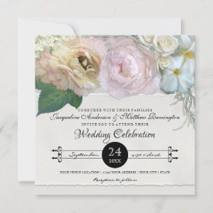 Elegant Floral Peony Hydrangea Roos Flower Wedding Kaart