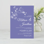 Elegant floral periwinkle white orchids bruiloft kaart (Staand voorkant)