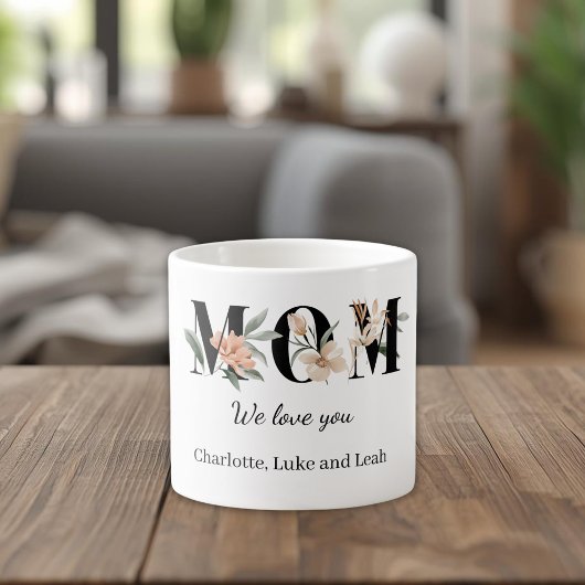 Elegant Floral Personalized Mom Espresso Mug Espresso Kop
