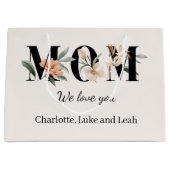 Elegant Floral Personalized Mom Gift Bag Groot Cadeauzakje (Voorkant)
