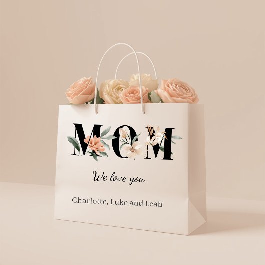 Elegant Floral Personalized Mom Gift Bag Groot Cadeauzakje