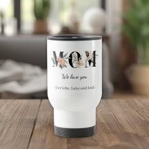 Elegant Floral Personalized Mom Travel Coffee Mug