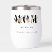 Elegant Floral Personalized Mom Wine Tumbler (Voorkant)