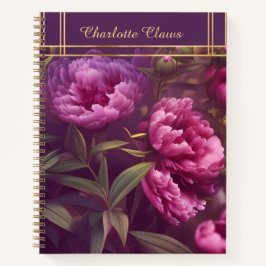 Elegant Floral Personalized Peony Notitieboek
