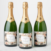 Elegant Floral Personalized Wedding Bottle Labels Sparkling Wijnetiket (Flessen)