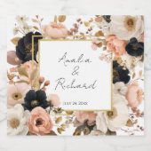 Elegant Floral Personalized Wedding Bottle Labels Sparkling Wijnetiket (Enkel label)