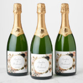 Elegant Floral Personalized Wedding Bottle Labels Sparkling Wijnetiket (Flessen)