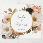 Elegant Floral Personalized Wedding Bottle Labels Sparkling Wijnetiket (Enkel label)